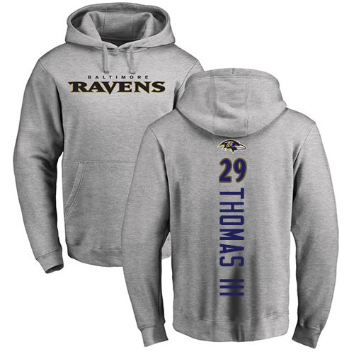 Men Baltimore Ravens Ash Earl Thomas III Backer NFL Football #29 Pullover Hoodie Sweatshirt->baltimore ravens->NFL Jersey